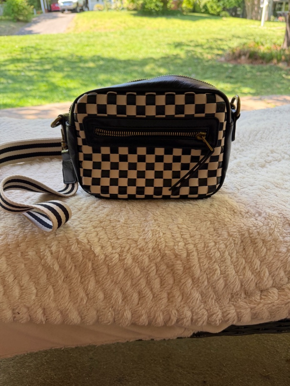 Black & White Checkerboard Crossbody Bag Universal Threads